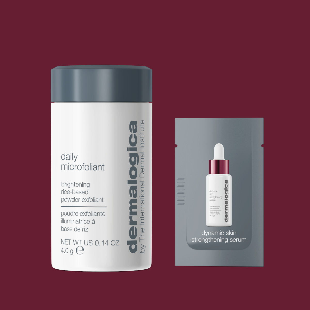 daily microfoliant + dynamic skin strengthening serum sample